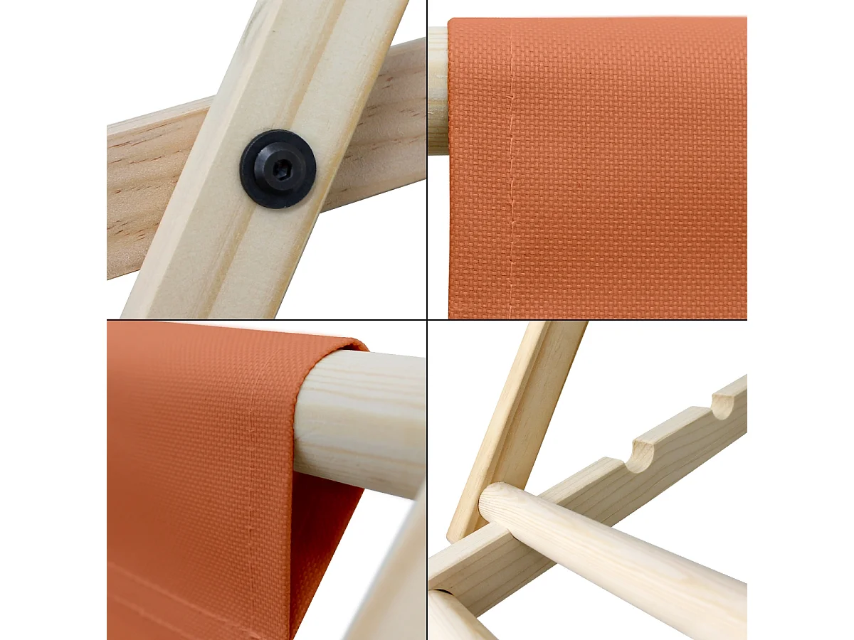 ECD Germany Set 2 sedie a sdraio arancione in legno, regolabile 3 posizioni, prendisole, pieghevoli, fino a 120 kg, esterno spiaggia giardino