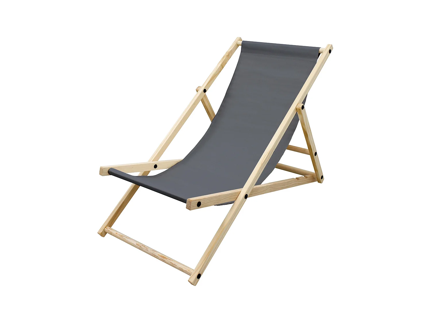 Chaise longue de jardin pliable anthracite en bois chilienne 3 positions de couchage jusqu'à 120 kg pour usage intérieur et extérieur balcon terrasse