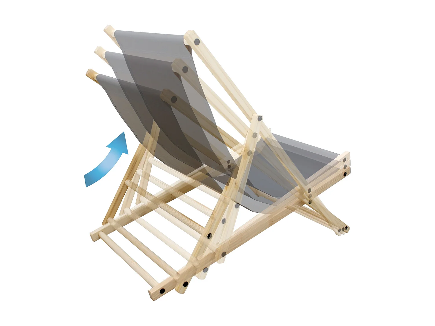 Chaise longue de jardin pliable anthracite en bois chilienne 3 positions de couchage jusqu'à 120 kg pour usage intérieur et extérieur balcon terrasse