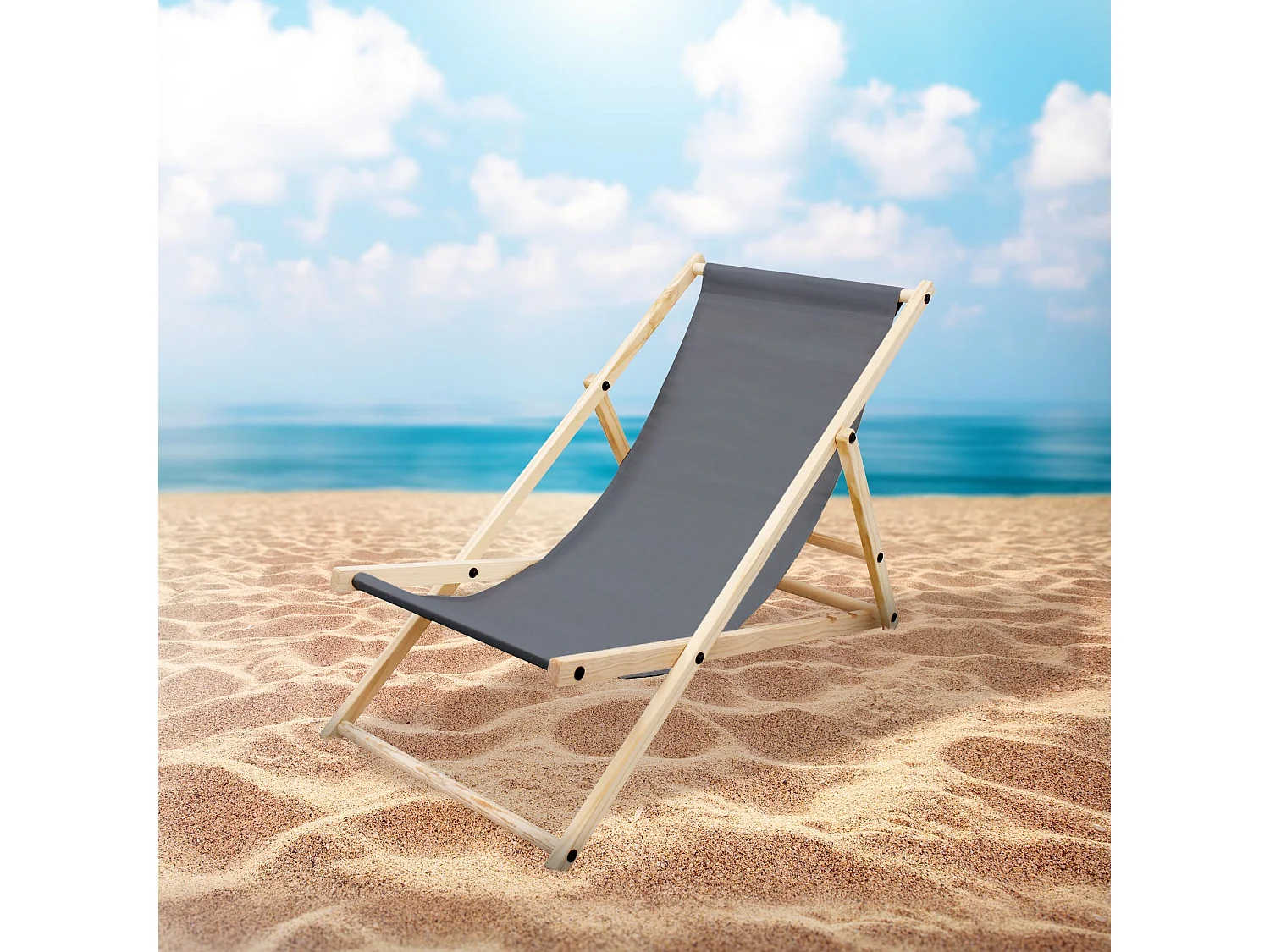 Chaise longue de jardin pliable anthracite en bois chilienne 3 positions de couchage jusqu'à 120 kg pour usage intérieur et extérieur balcon terrasse