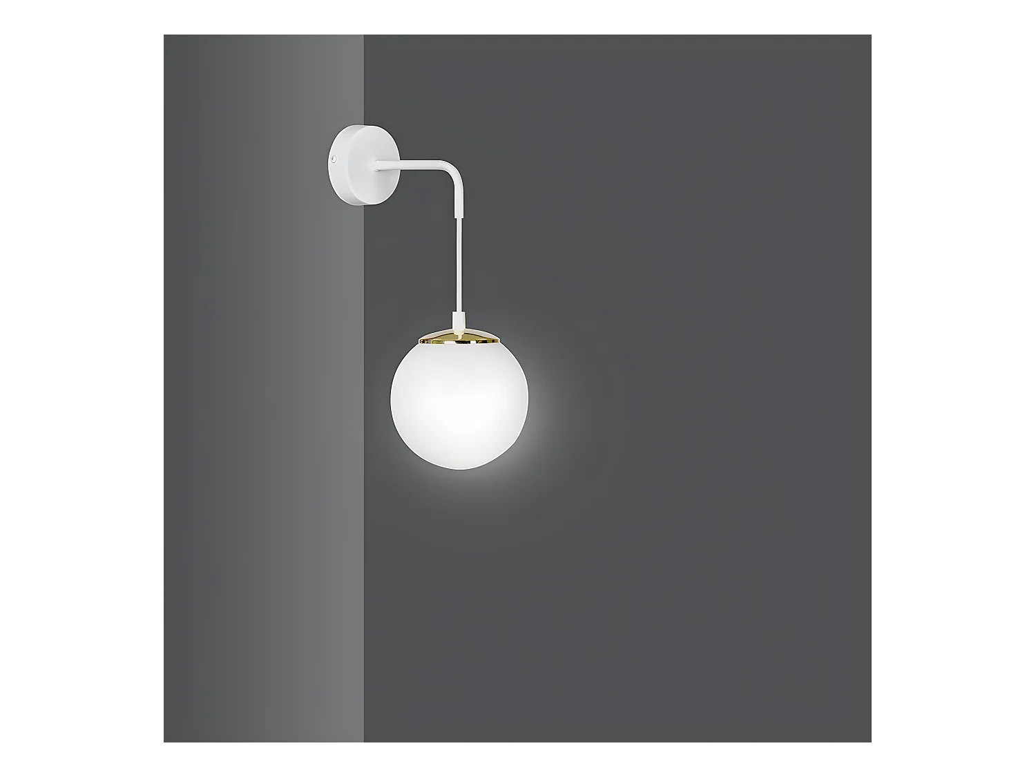 Hangende wandlamp Signo met verstelbare hoogte in wit en goud metaal 1xE14