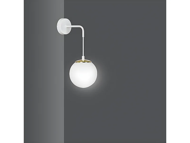 Applique suspendue Signo à hauteur réglable en métal blanc et doré 1xE14