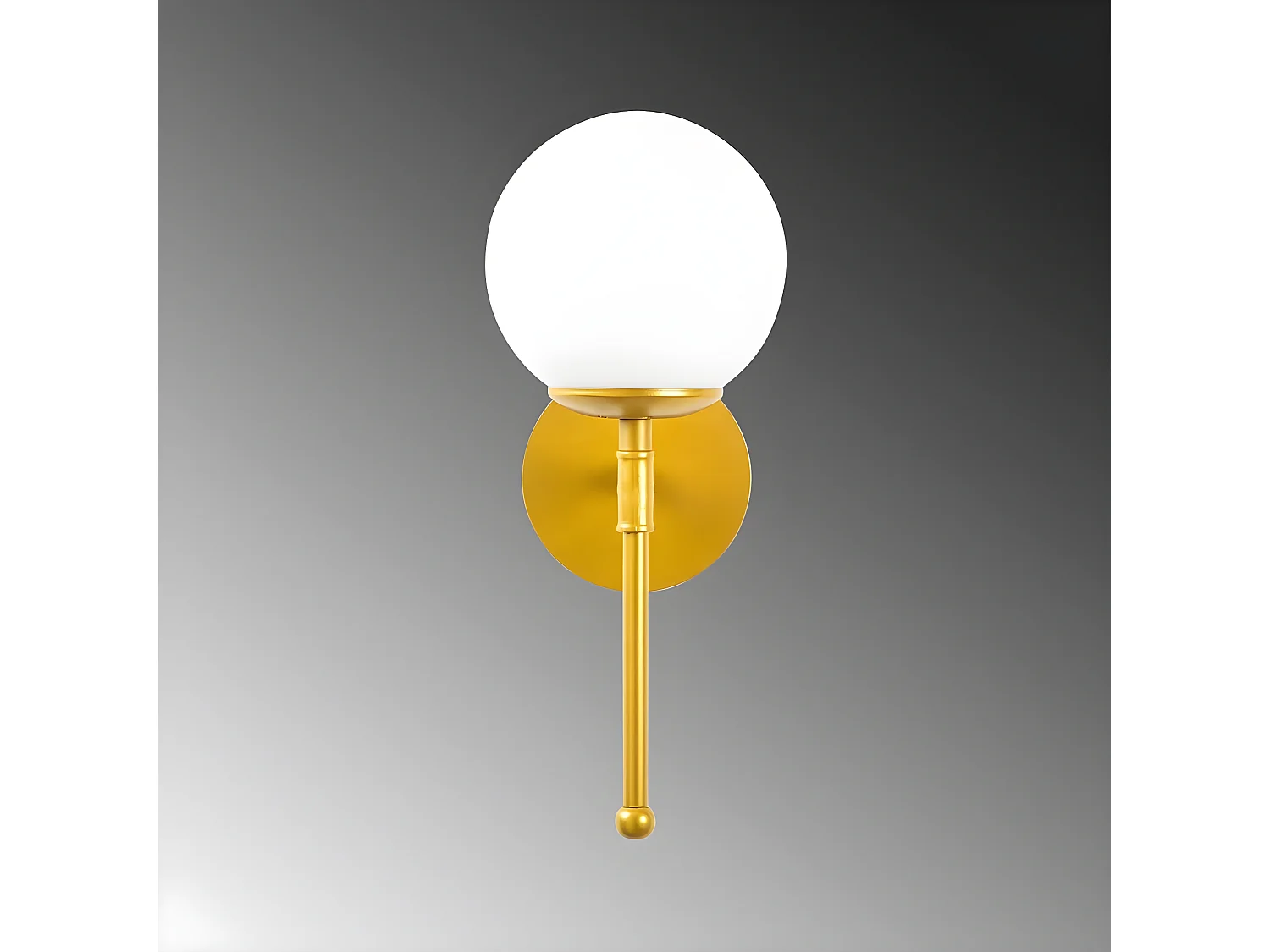 Applique Garet avec structure verticale en métal doré et sphère en verre 1xE27