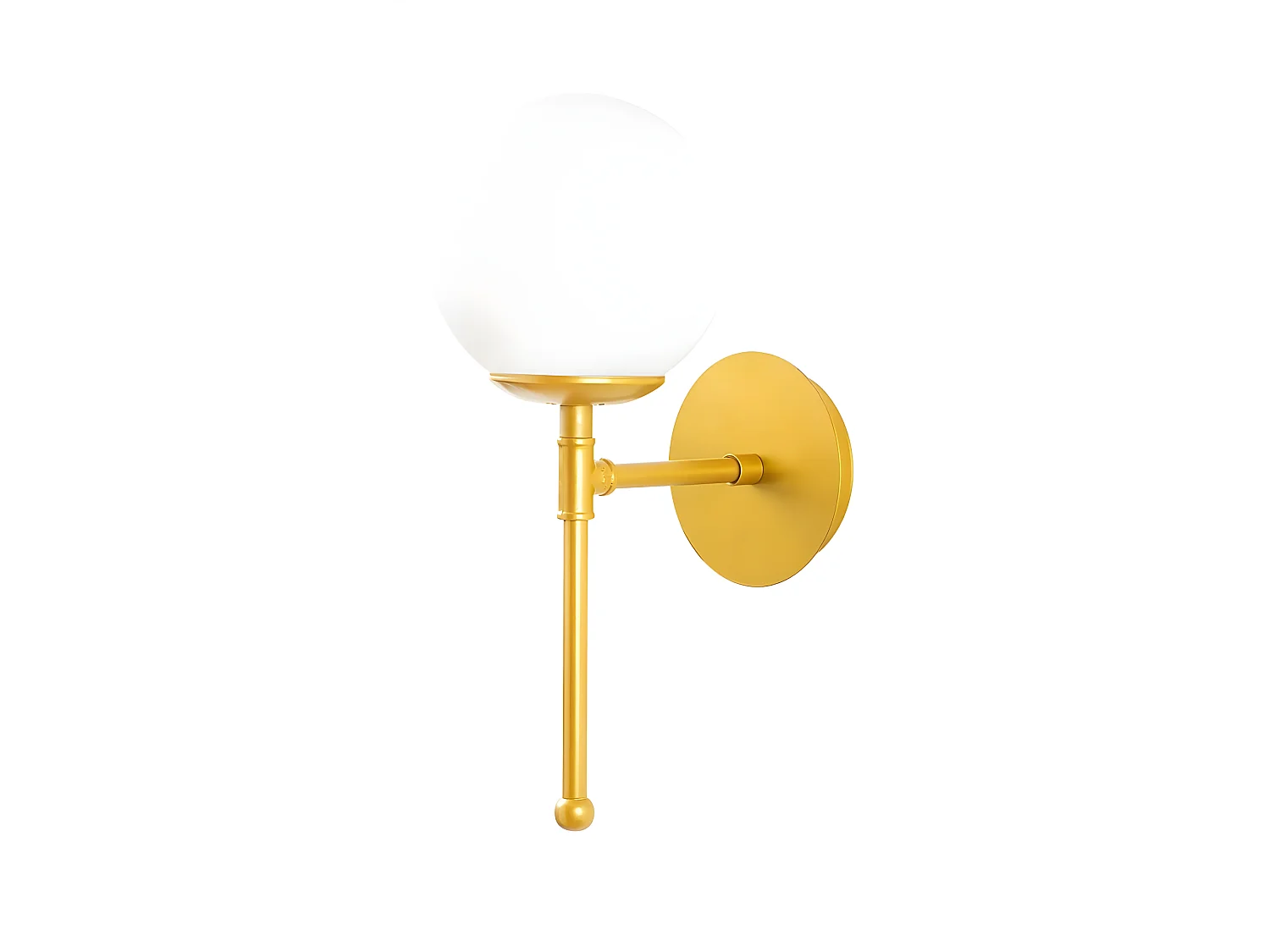 Candeeiro de parede Garet com estrutura metálica vertical dourada e bola de vidro 1xE27