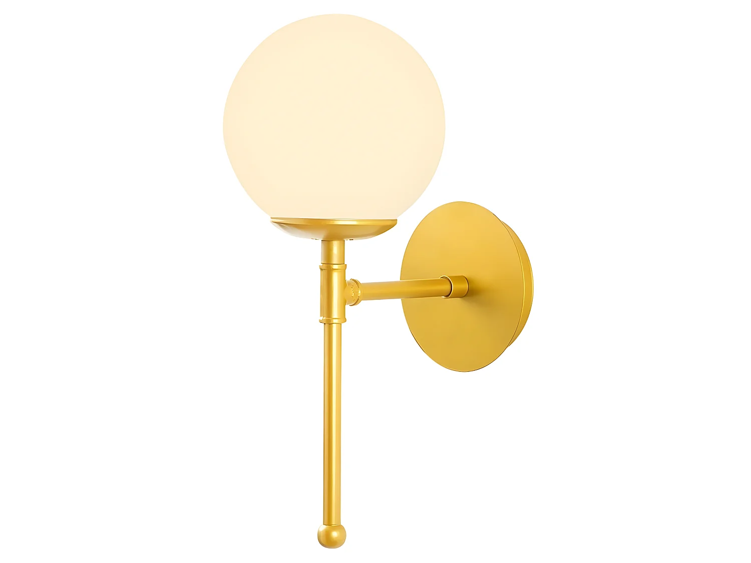 Candeeiro de parede Garet com estrutura metálica vertical dourada e bola de vidro 1xE27