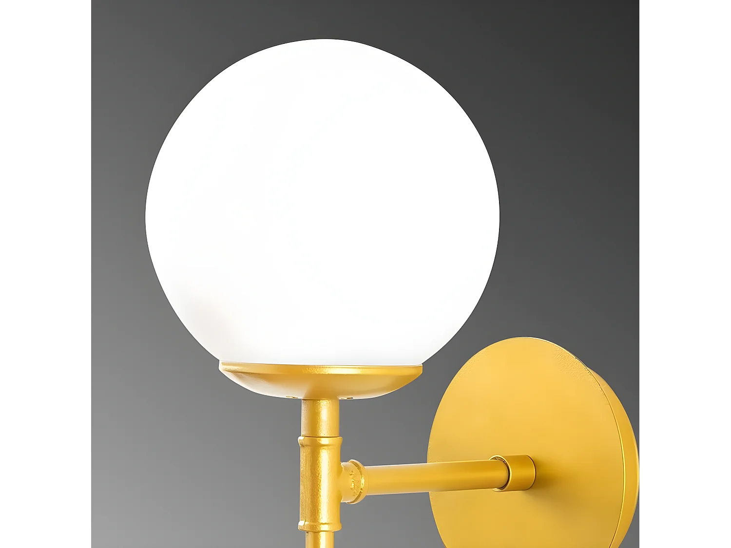 Candeeiro de parede Garet com estrutura metálica vertical dourada e bola de vidro 1xE27