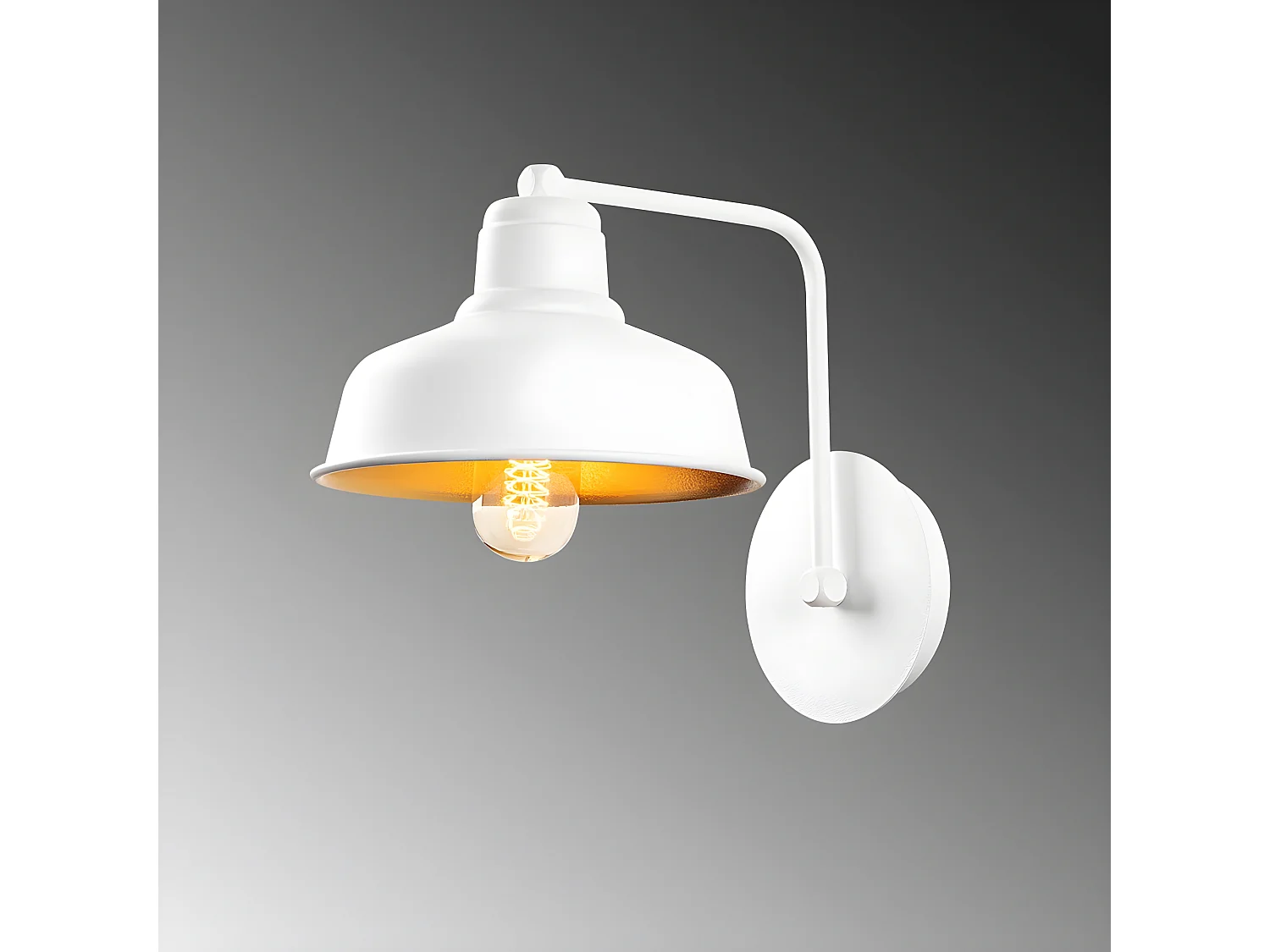 Applique style vintage Harvey avec abat-jour en métal blanc 1xE27