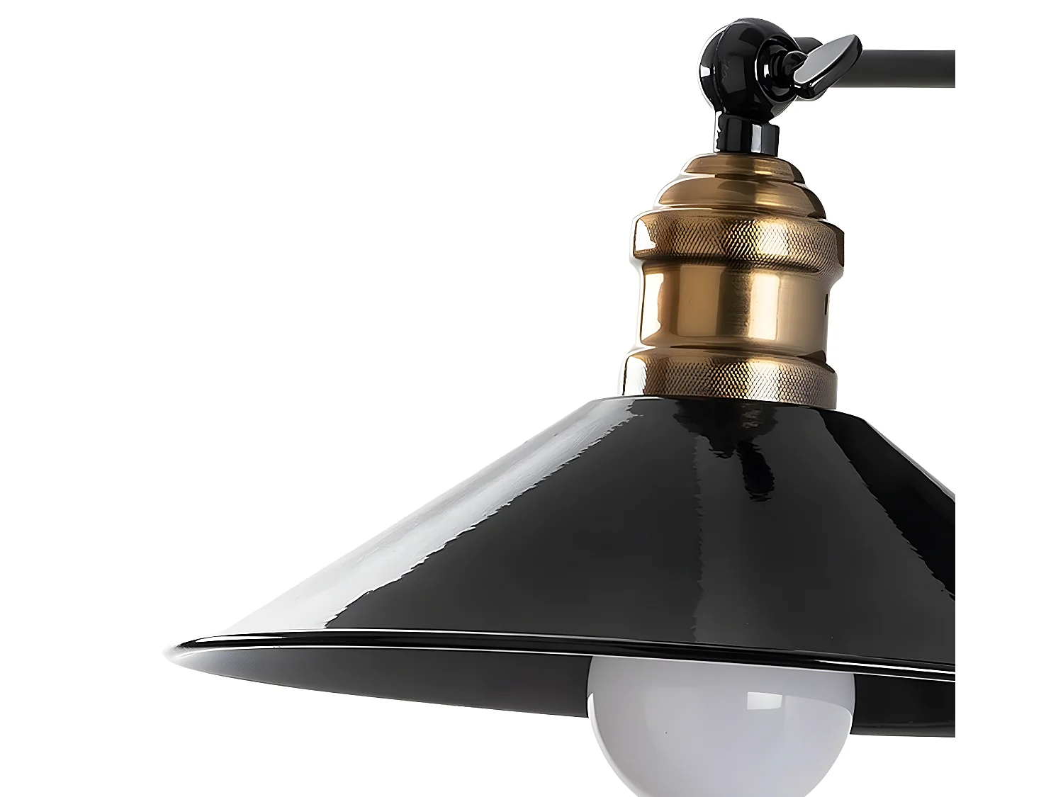 Harvey vintage stijl wandlamp met glad zwart en goud antiek scherm 1xE27
