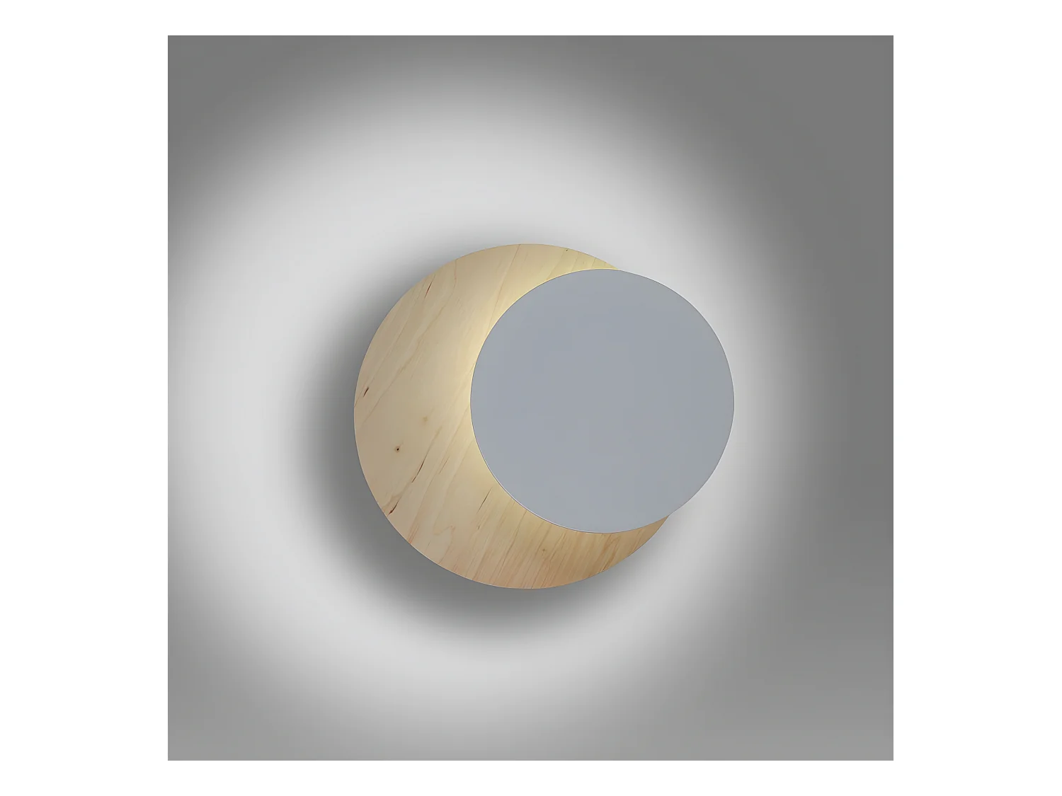Applique murale Aura de style nordique avec base effet bois et cercle blanc 1xG9