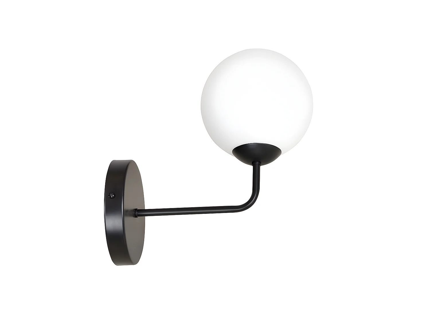 Applique Mobis avec bras vers le haut en noir et 1 sphère en verre 1xE14
