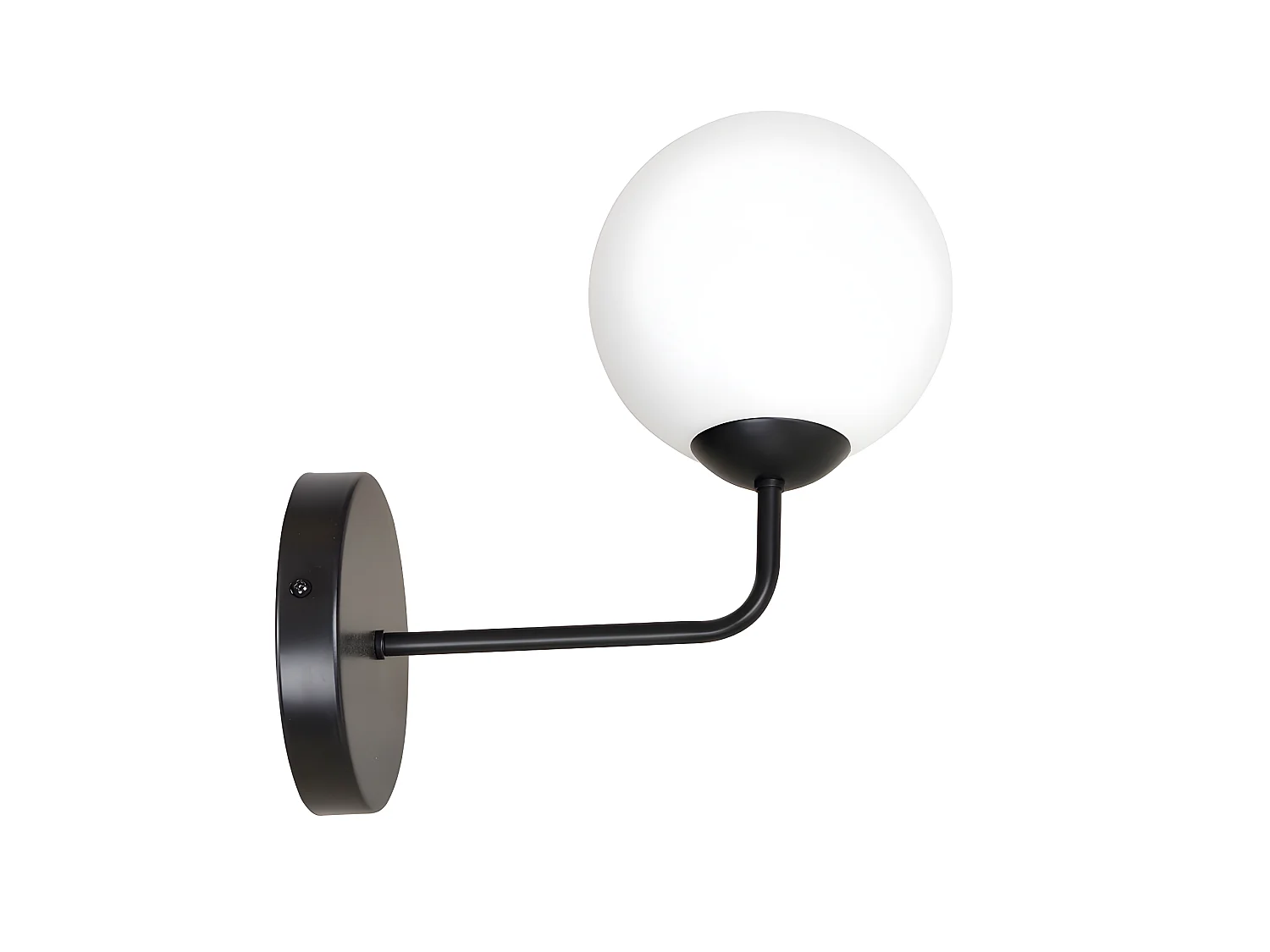 Applique Mobis avec bras vers le haut en noir et 1 sphère en verre 1xE14