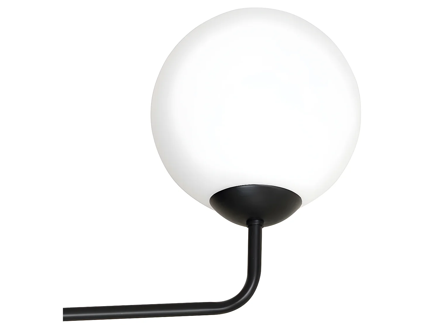 Applique Mobis avec bras vers le haut en noir et 1 sphère en verre 1xE14