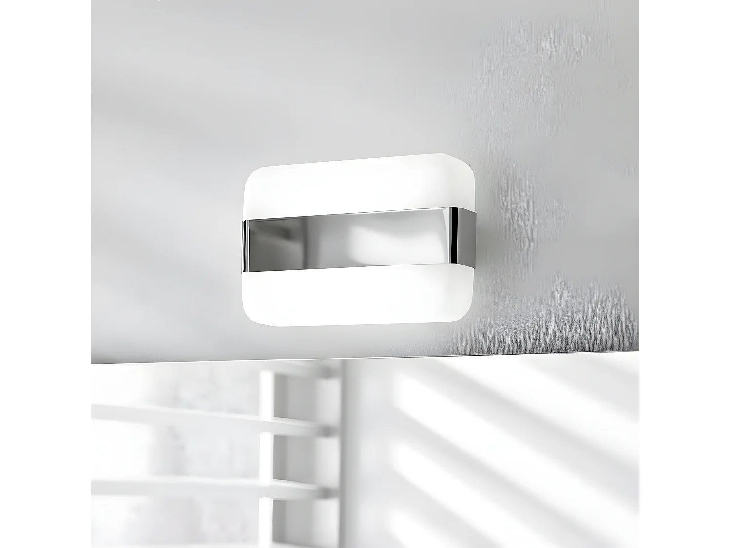 LED-Wandleuchte Badezimmer Bela 10W 655lm 5700lm quadratischer Stil weiß und silber IP44