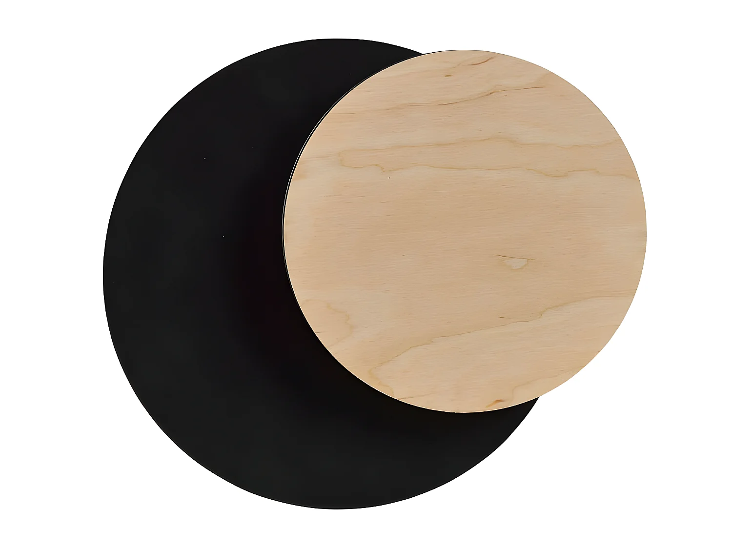 Wandleuchte Aura im nordischen Stil mit schwarzem Sockel und Kreis in Holzoptik 1xG9