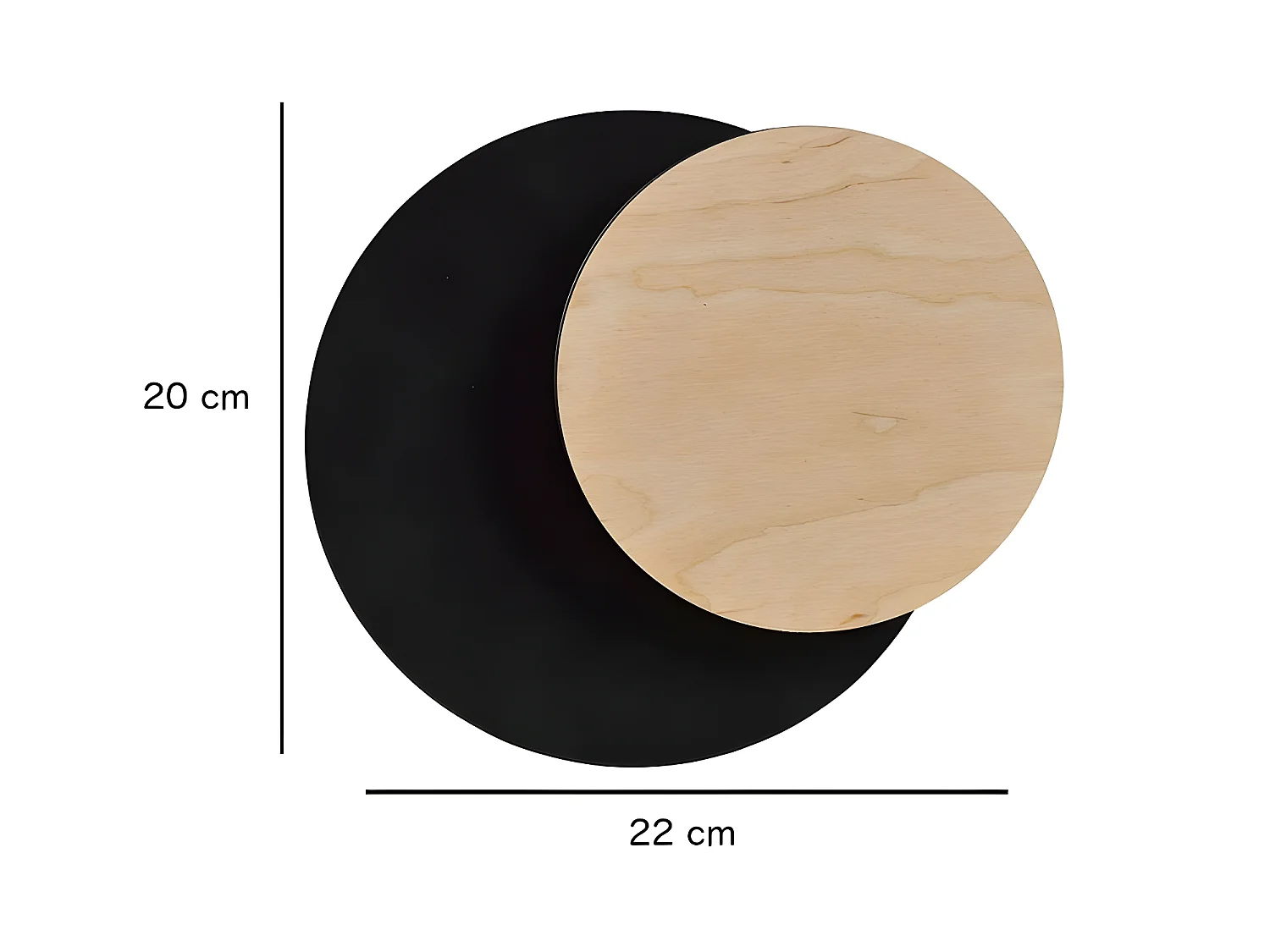 Applique murale Aura de style nordique avec base noire et cercle effet bois 1xG9