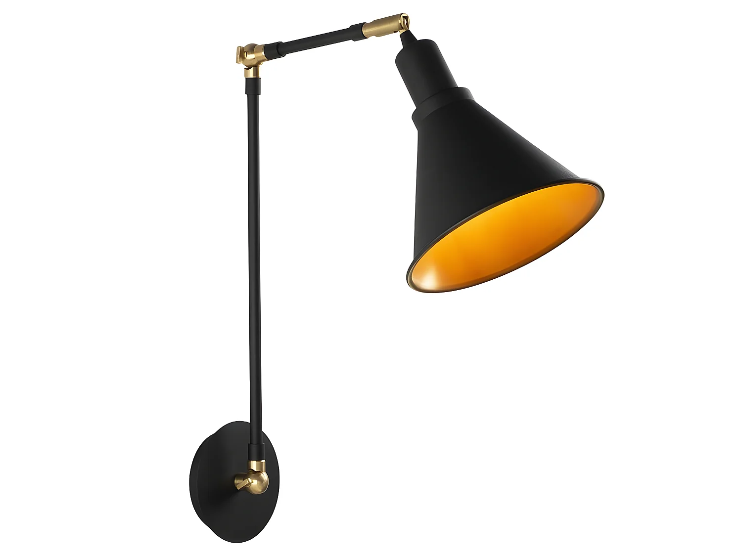 Harvey gelede wandlamp vintage stijl met zwart scherm 1xE27