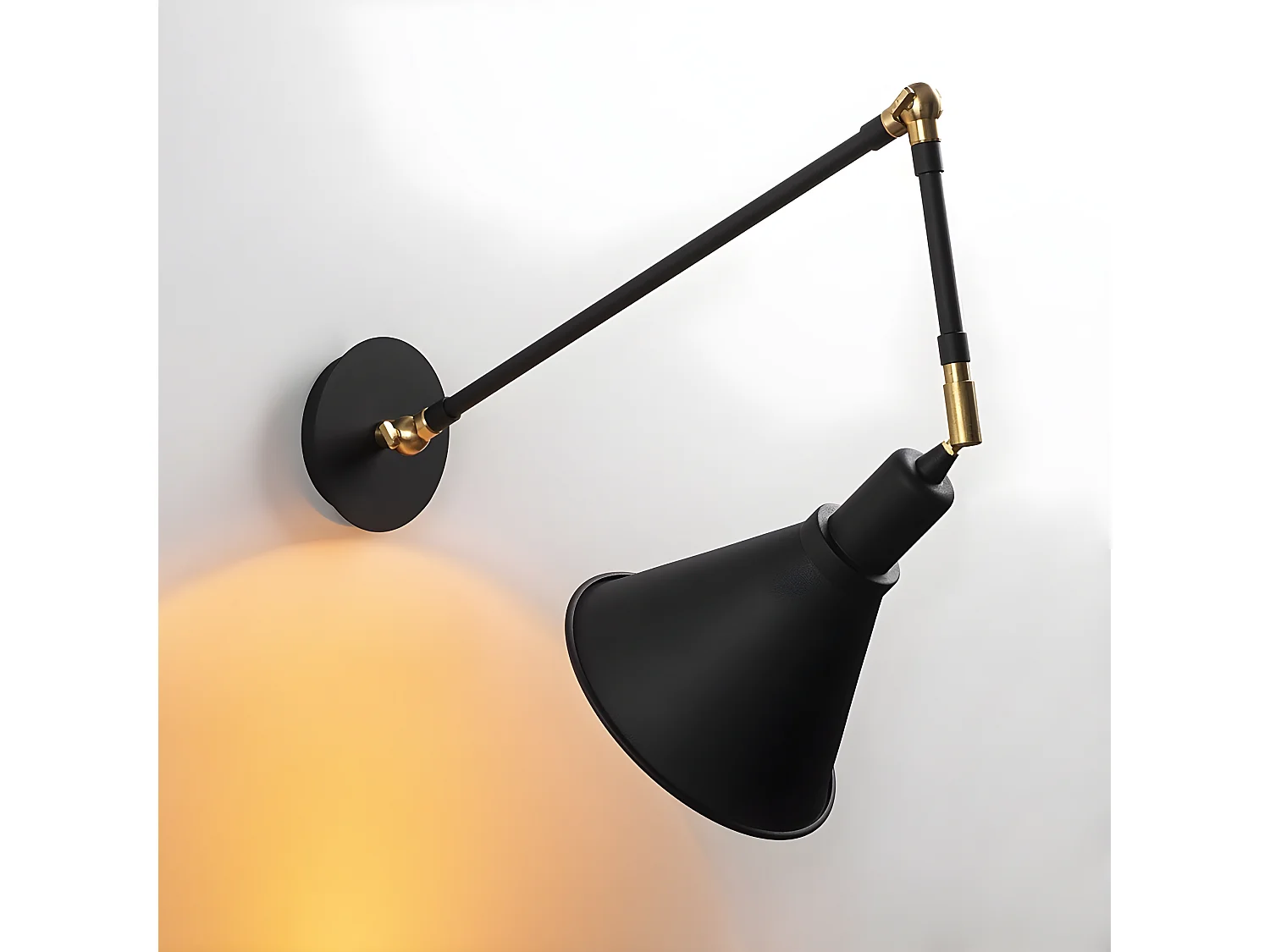 Harvey gelede wandlamp vintage stijl met zwart scherm 1xE27