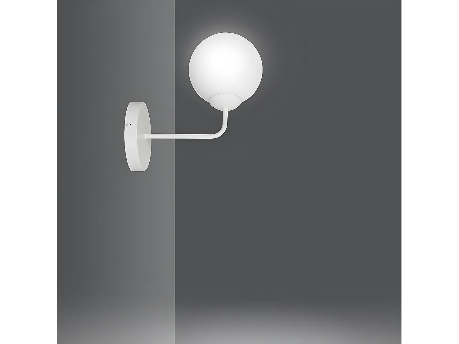 Aplique de pared Mobis con brazo hacia arriba en blanco y 1 esfera de cristal  1xE14