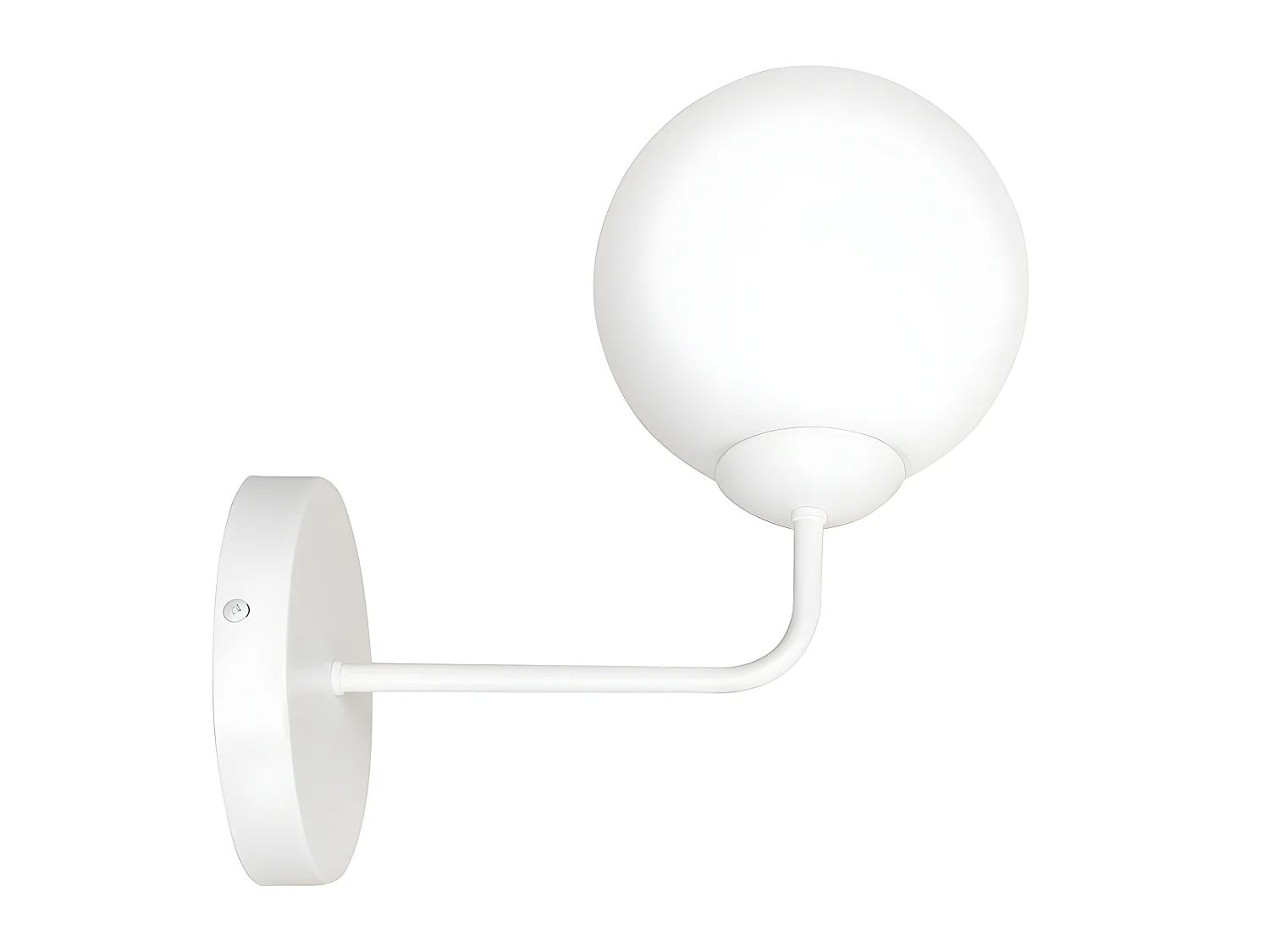 Wandlamp Mobis met opwaartse arm in wit en 1 glazen bol 1xE14
