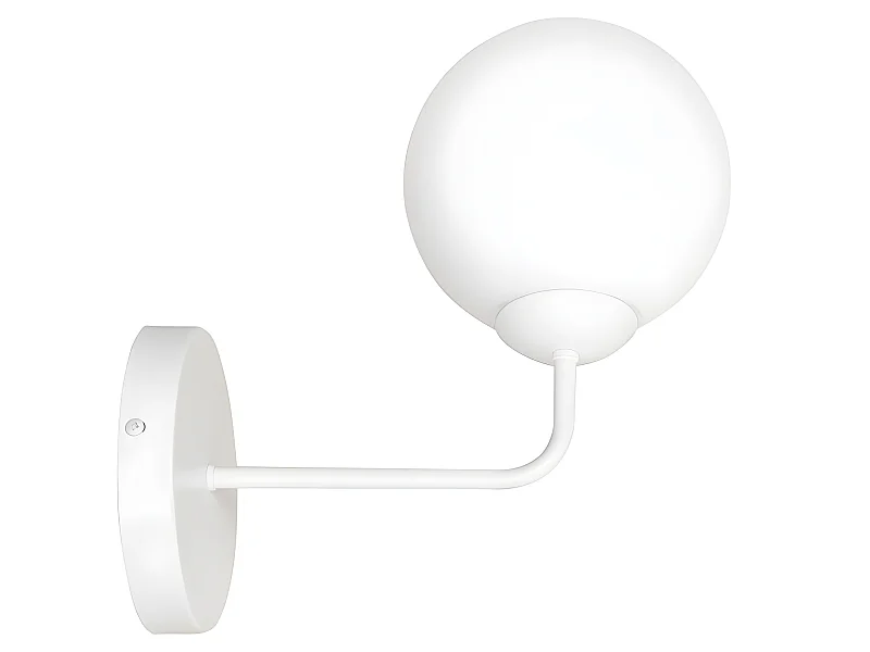 Applique Mobis avec bras vers le haut en blanc et 1 sphère en verre 1xE14