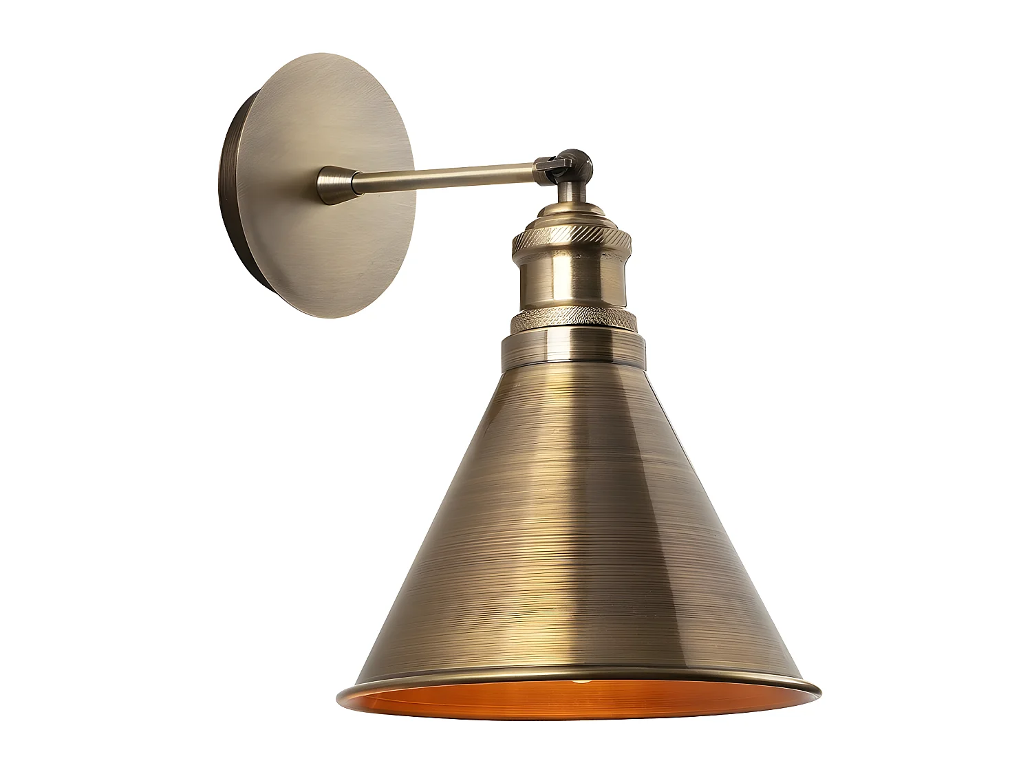 Harvey retro vintage stijl wandlamp met antiek gouden kap 1xE27