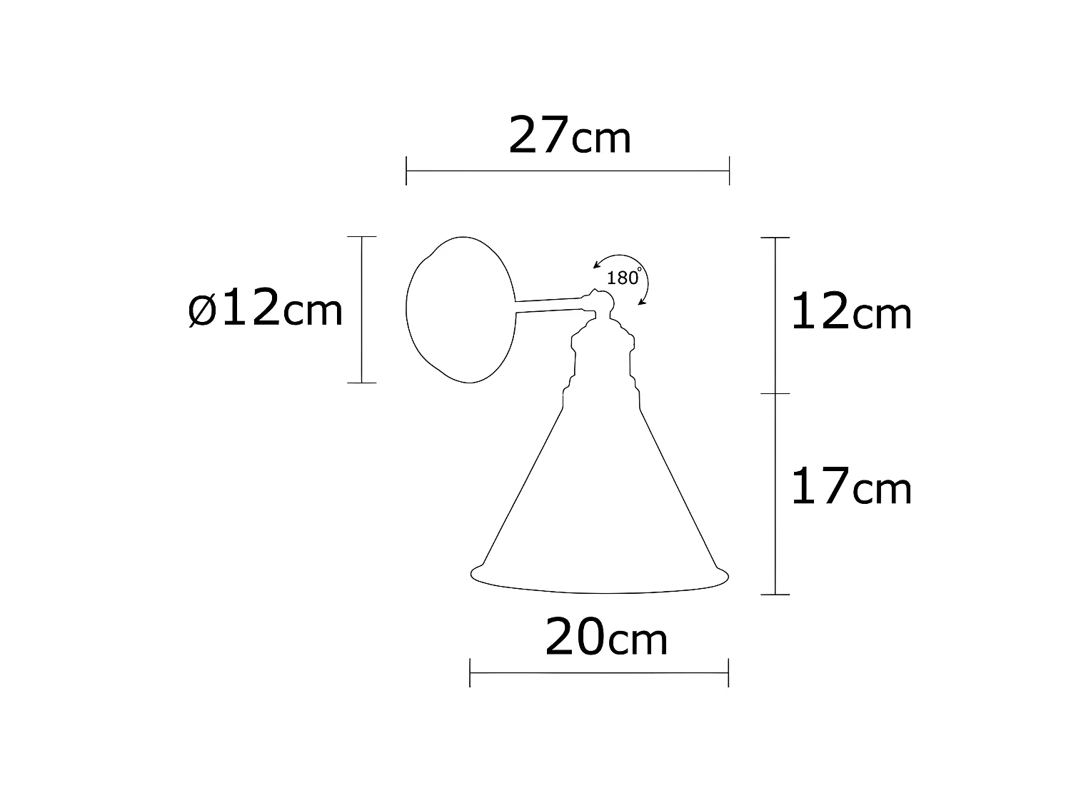 Harvey retro vintage stijl wandlamp met antiek gouden kap 1xE27