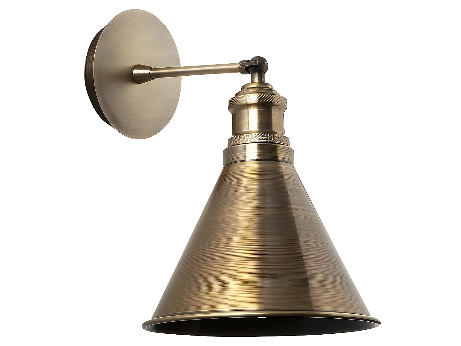 Harvey retro vintage stijl wandlamp met antiek gouden kap 1xE27