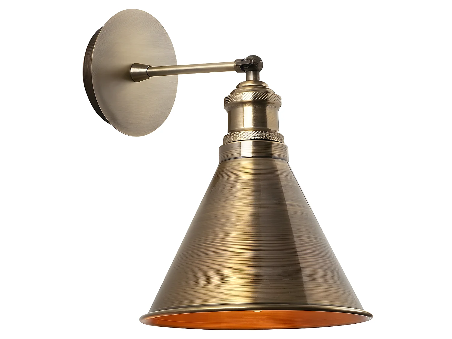 Harvey retro vintage stijl wandlamp met antiek gouden kap 1xE27