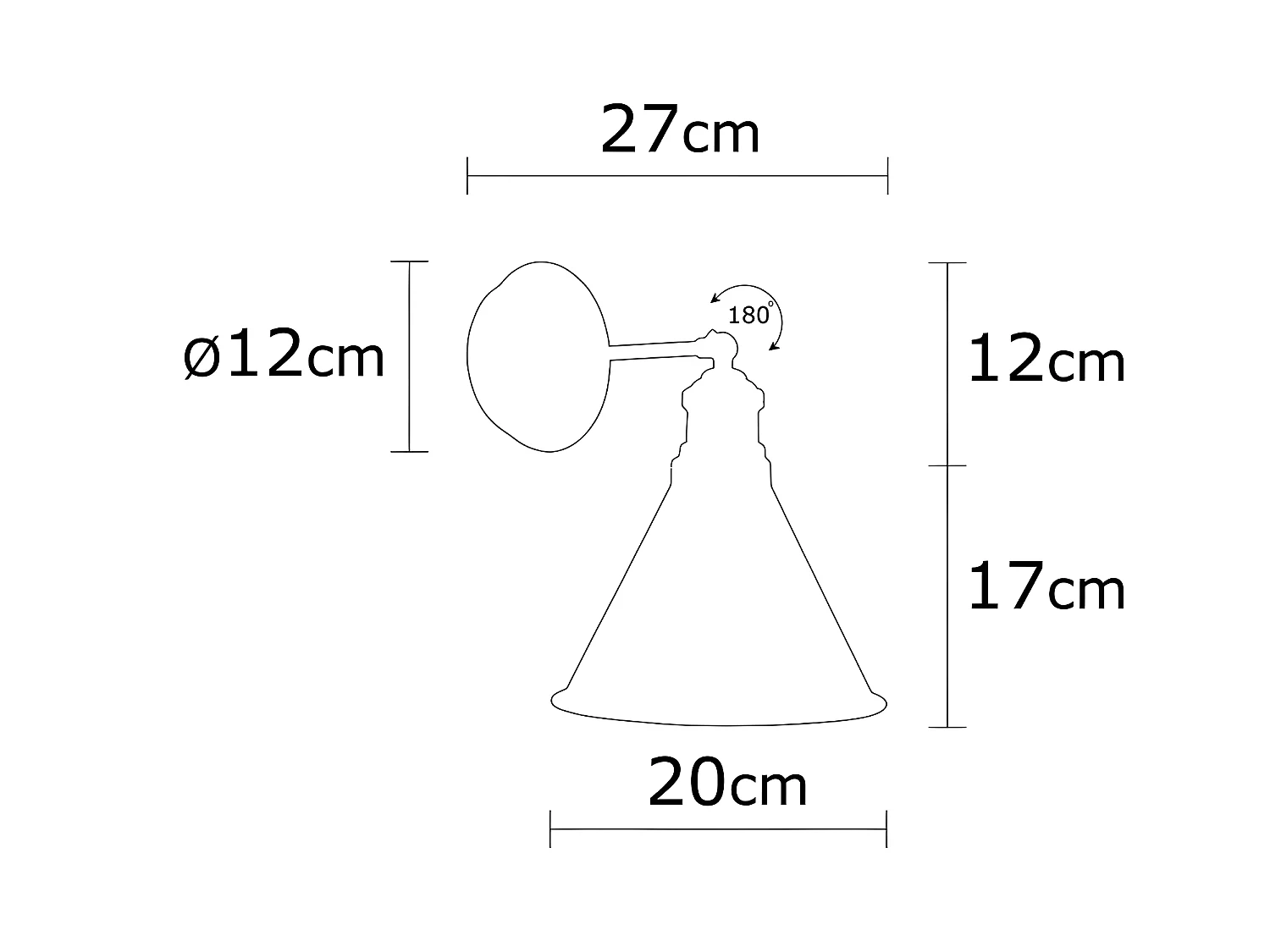 Harvey retro vintage stijl wandlamp met antiek gouden kap 1xE27