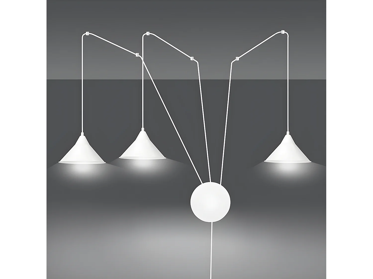 Candeeiro de parede branco estilo moderno Cerremo com cabo ajustável de 5 metros 3xE27