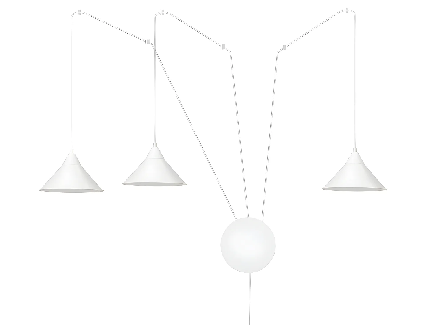 Candeeiro de parede branco estilo moderno Cerremo com cabo ajustável de 5 metros 3xE27