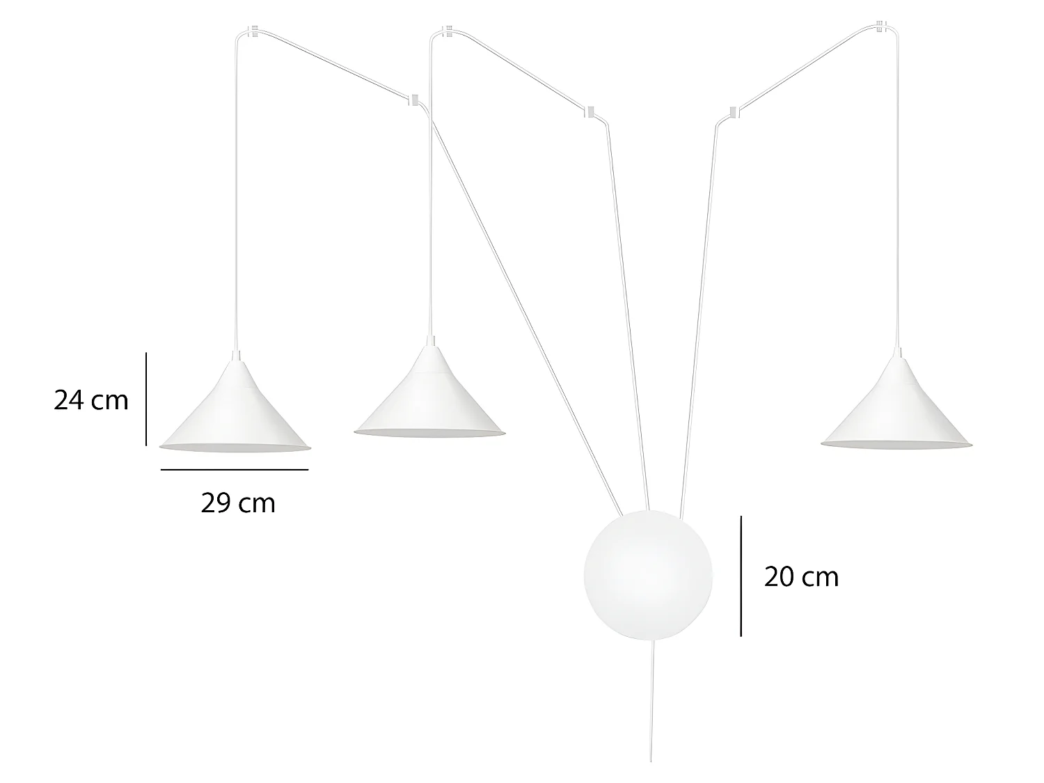 Candeeiro de parede branco estilo moderno Cerremo com cabo ajustável de 5 metros 3xE27