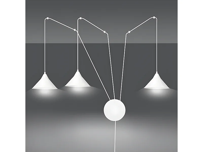 Candeeiro de parede branco estilo moderno Cerremo com cabo ajustável de 5 metros 3xE27