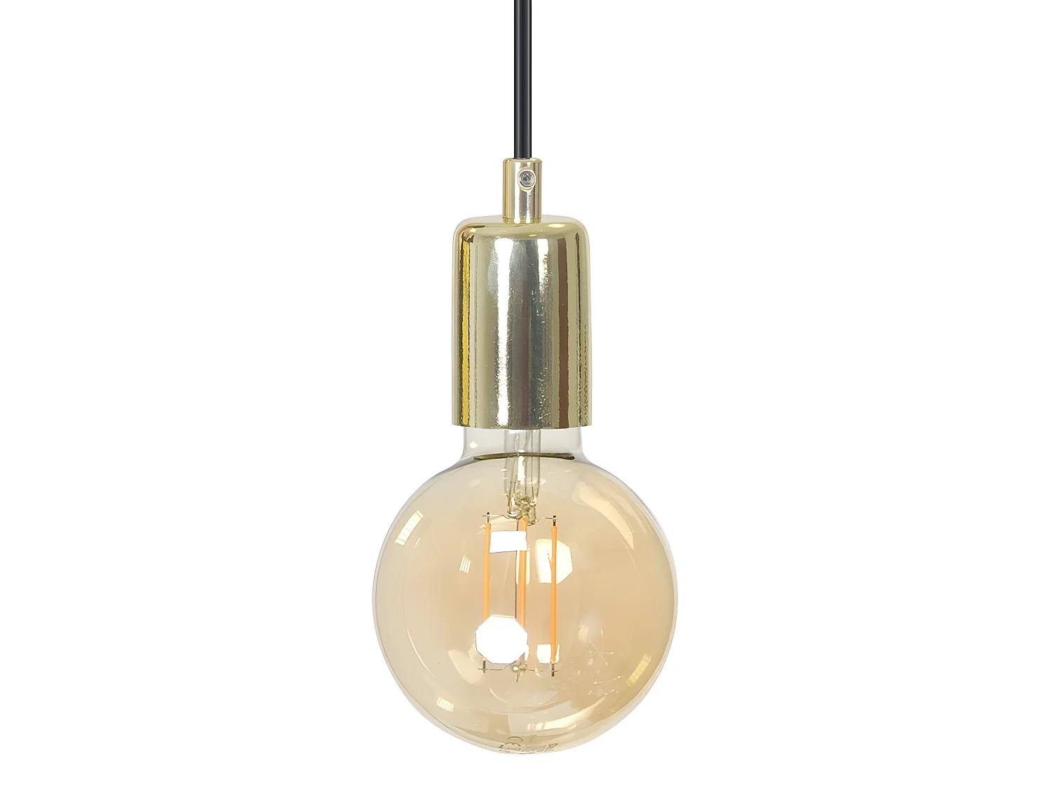 Sives hangende wandlamp in zwart metaal met gouden lamphouder 1xE27