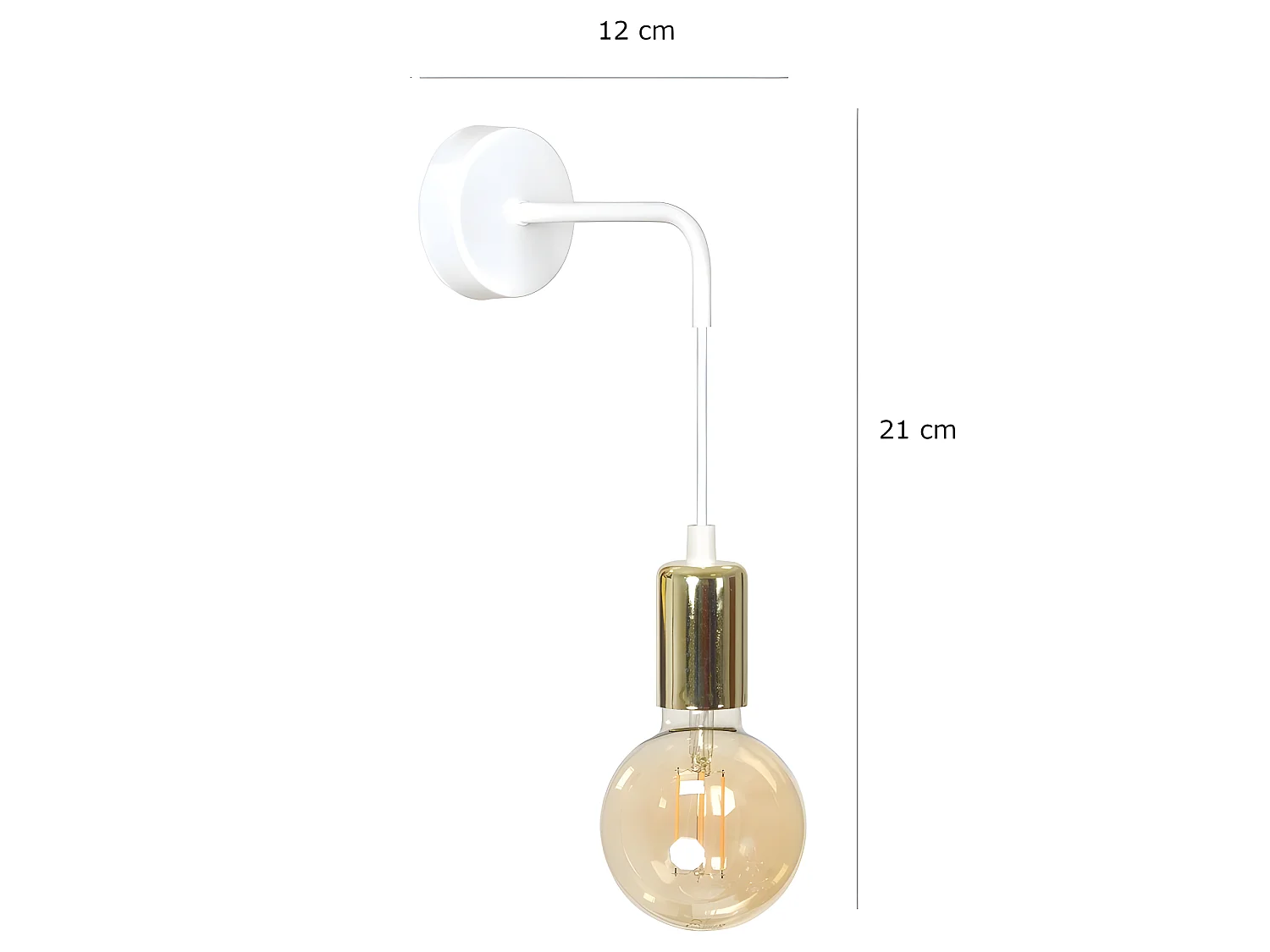 Sives hangende wandlamp in zwart metaal met gouden lamphouder 1xE27