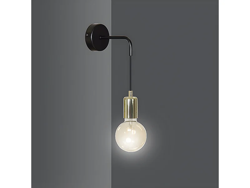 Applique suspendue Sives en métal noir avec douille 1xE27 dorée
