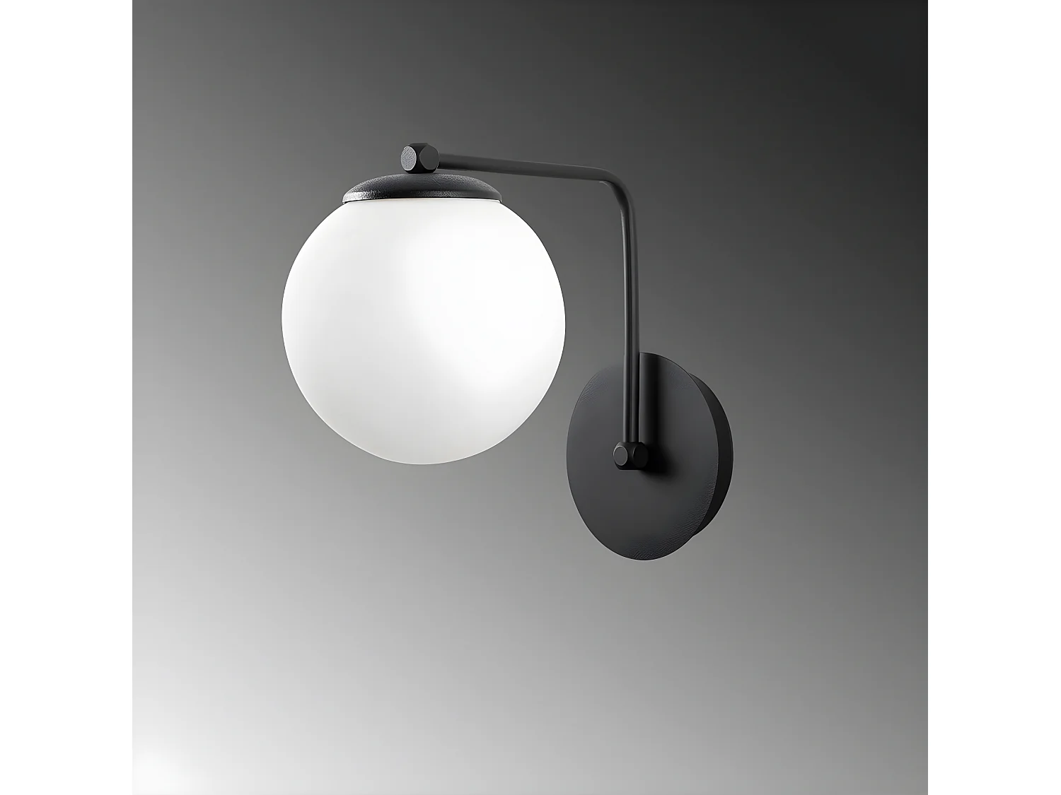 Candeeiro de parede Marga com estrutura metálica preta e bola de vidro 1xE27