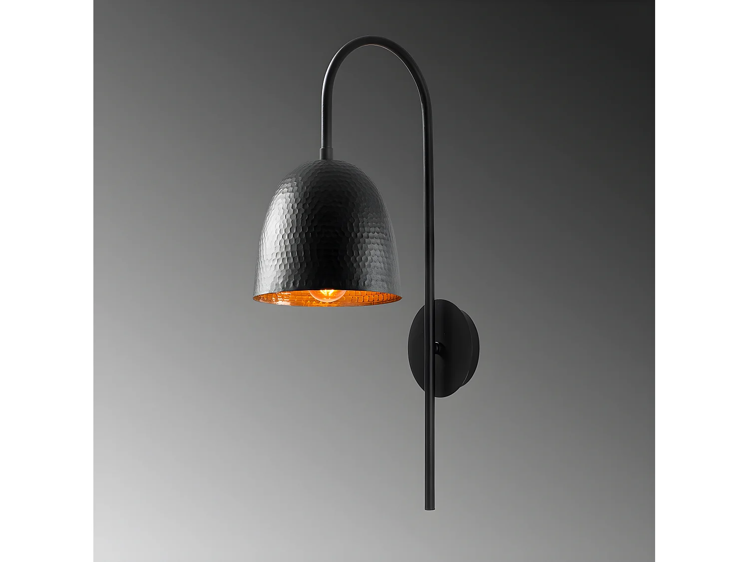 Asney Nordic style wandlamp met zwart reliëf scherm 1xE27