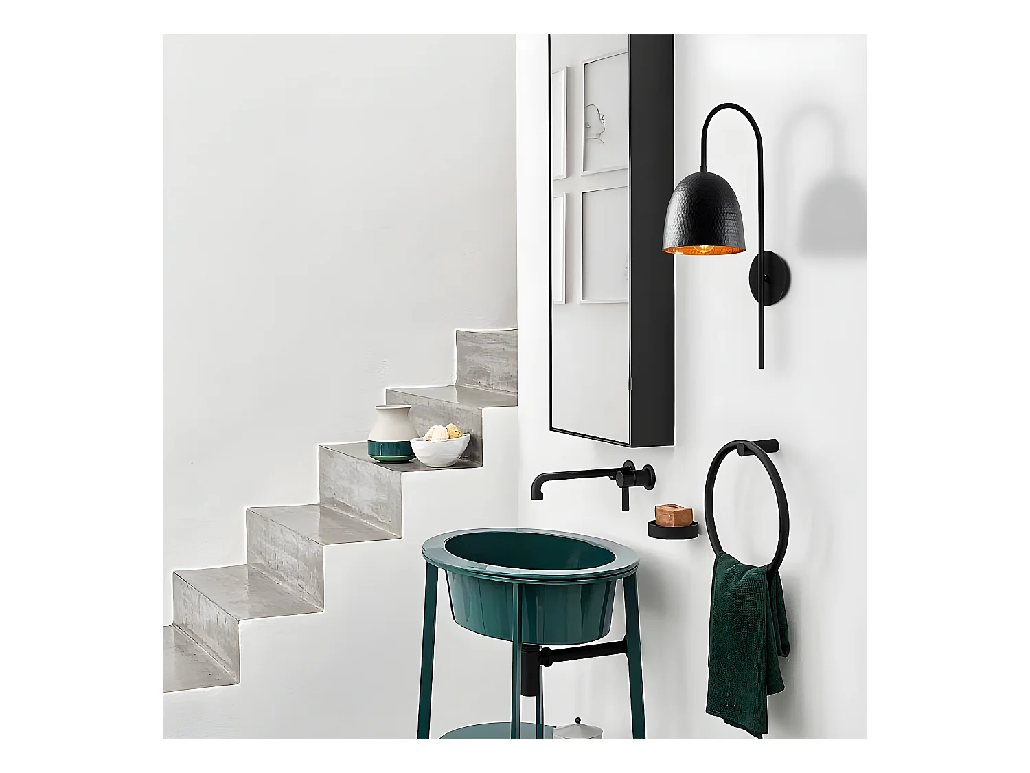 Scandinavische stijl wandlamp Asney met zwarte reliëf lampenkap 1xE27