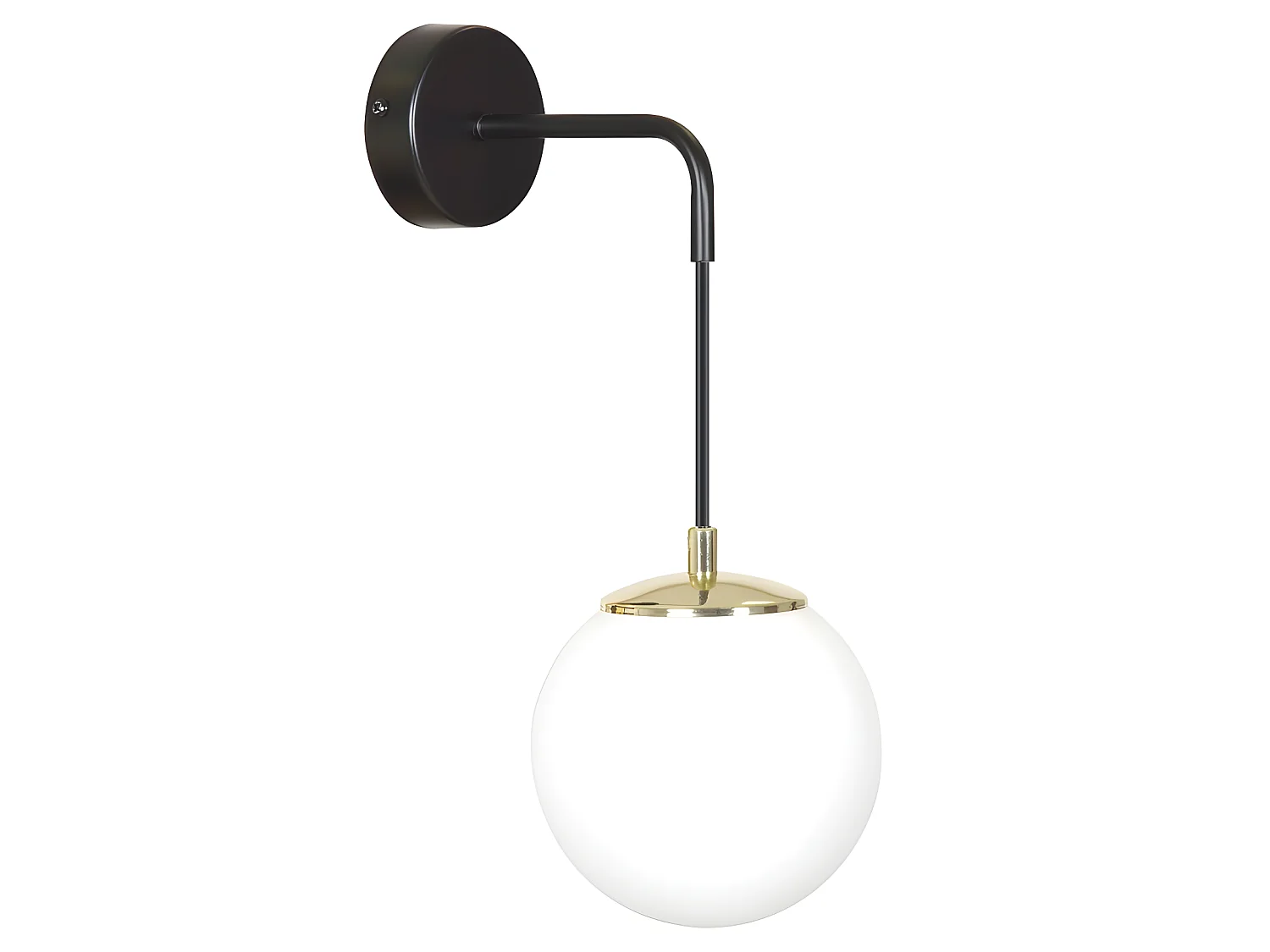 Hängende Wandleuchte Signo mit verstellbarer Höhe aus schwarzem und goldenem Metall 1xE14