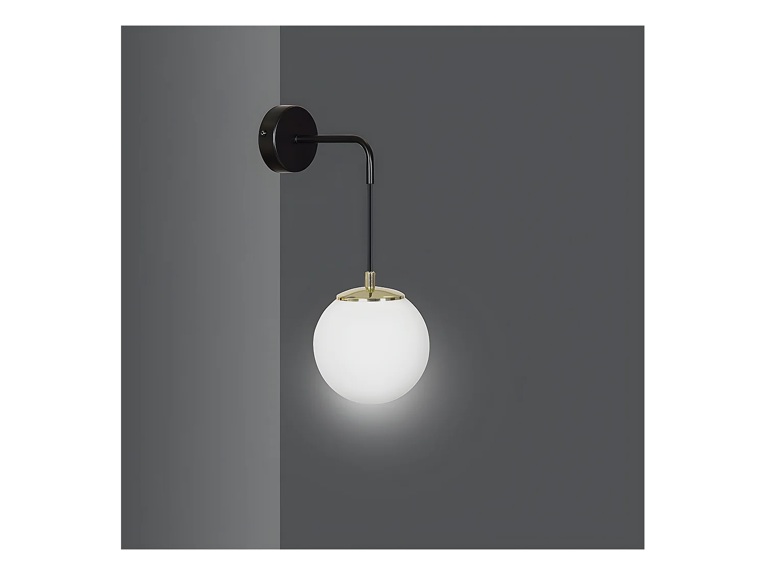 Hängende Wandleuchte Signo mit verstellbarer Höhe aus schwarzem und goldenem Metall 1xE14