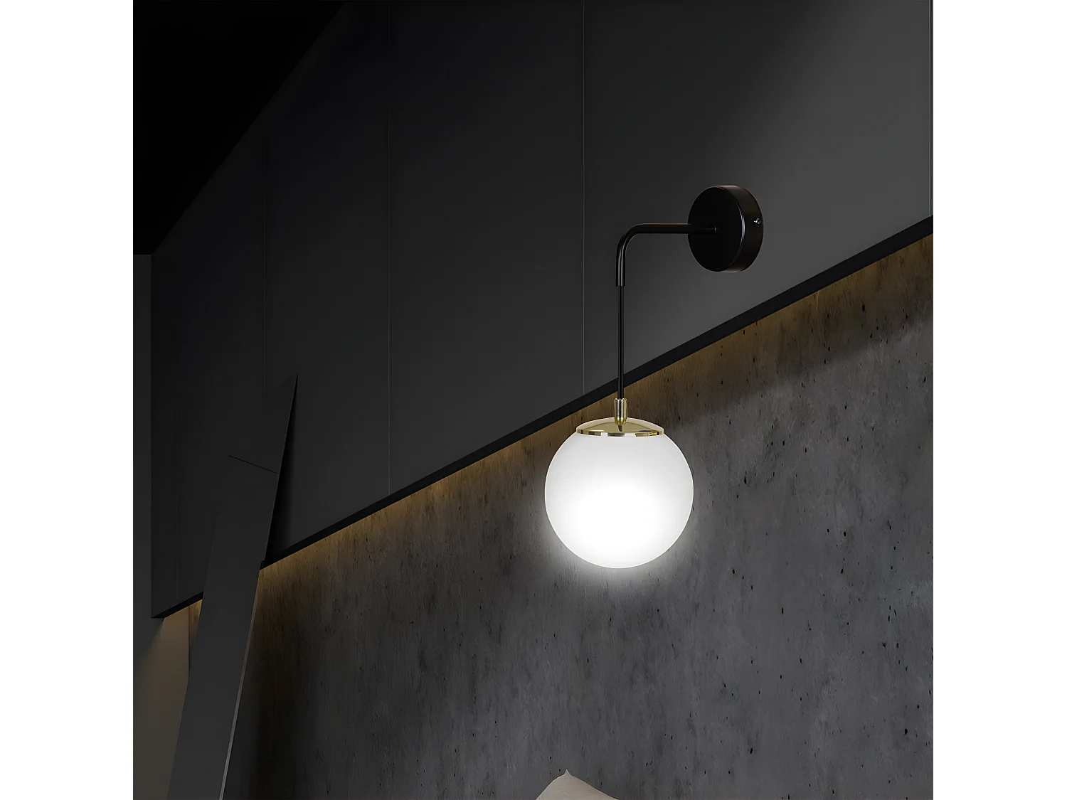 Applique suspendue Signo à hauteur réglable en métal noir et doré 1xE14