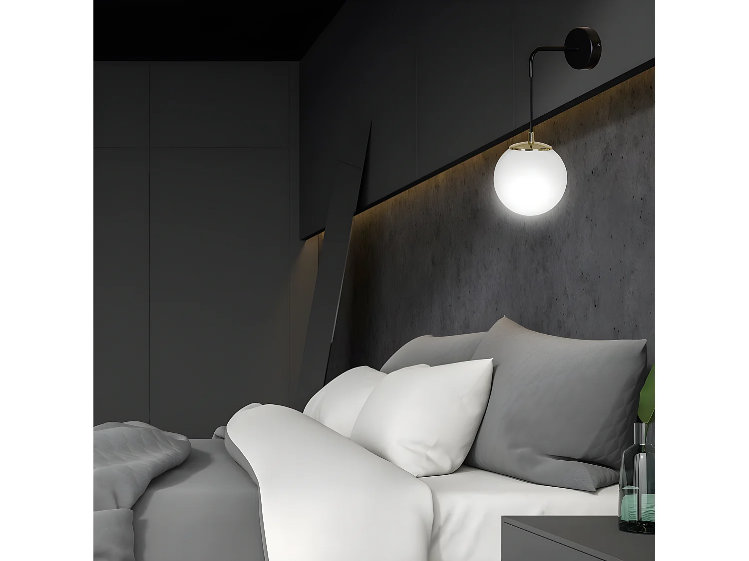 Applique suspendue Signo à hauteur réglable en métal noir et doré 1xE14