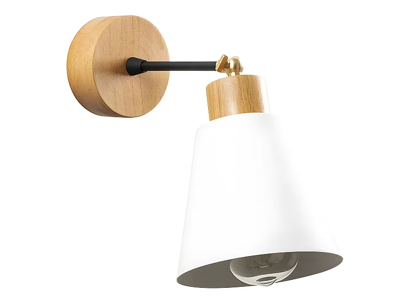 Applique Esber avec socle en bois et abat-jour orientable blanc 1xE27