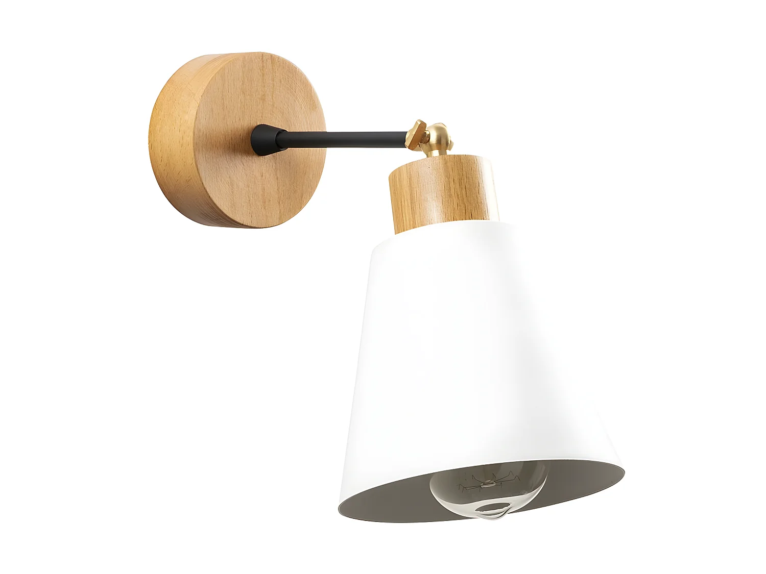 Applique Esber avec socle en bois et abat-jour orientable blanc 1xE27
