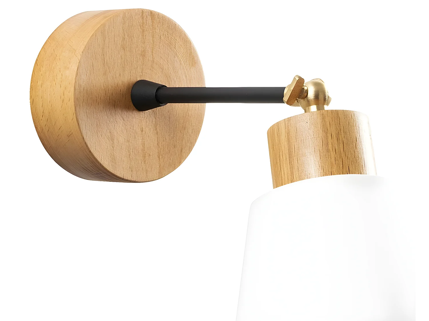 Esber wandlamp met houten voet en verstelbaar wit scherm 1xE27