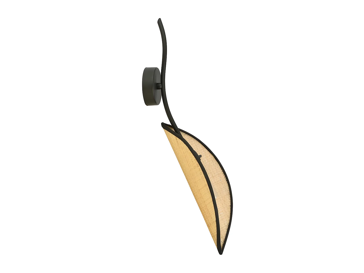Wandlamp Flik met bladvormige rotan lampenkap 1xE14