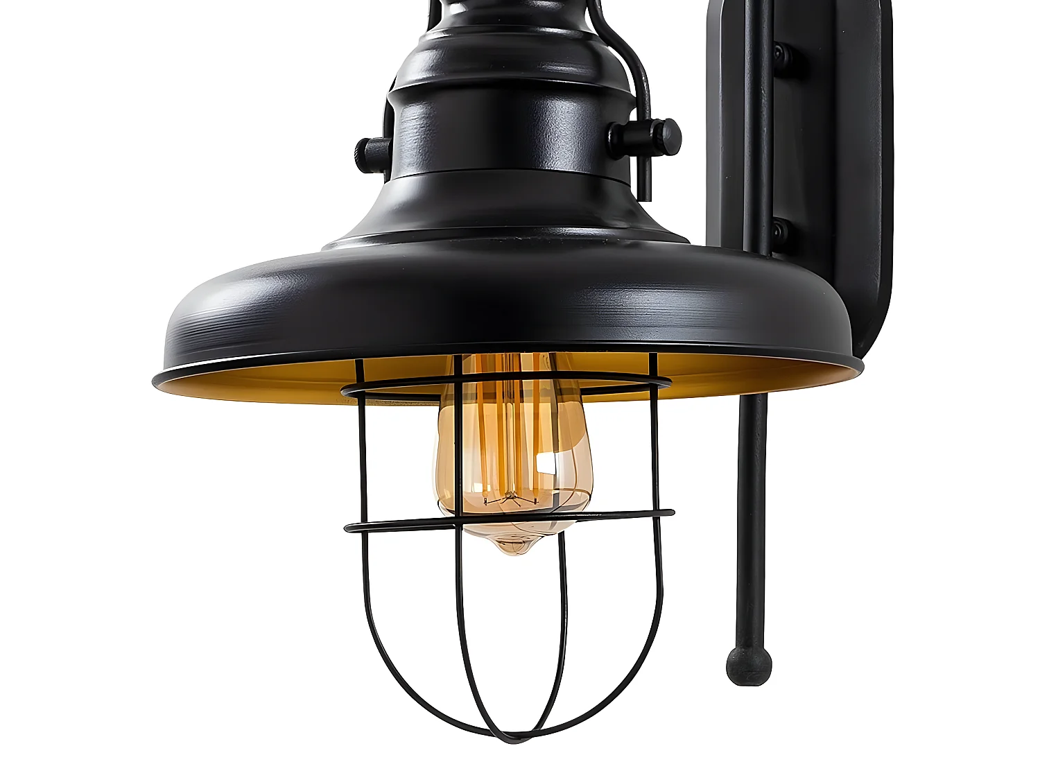 Challenge stijl wandlamp met zwart scherm en metalen rooster 1xE27