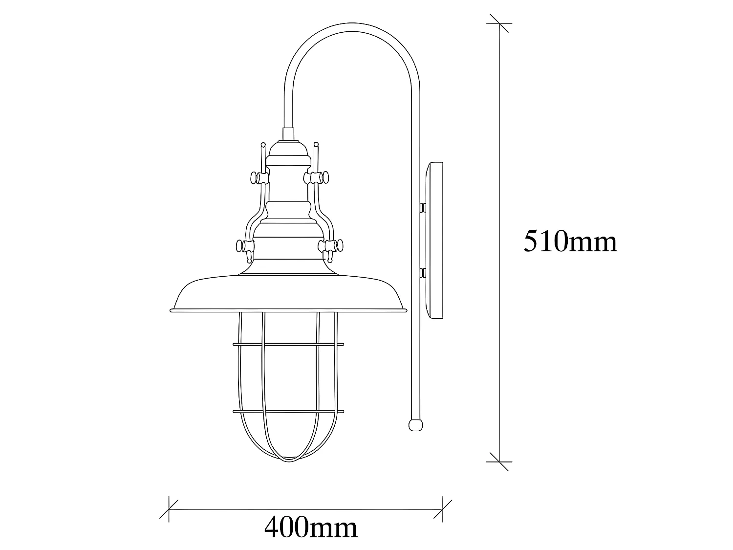 Challenge stijl wandlamp met zwart scherm en metalen rooster 1xE27