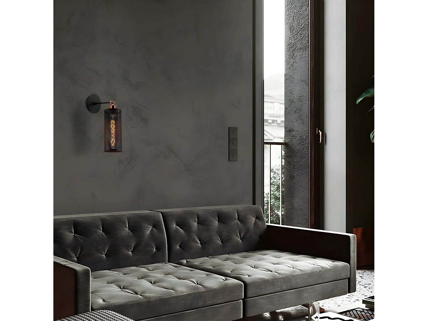 Applique Marismo à structure cylindrique en grille noire 1xE27